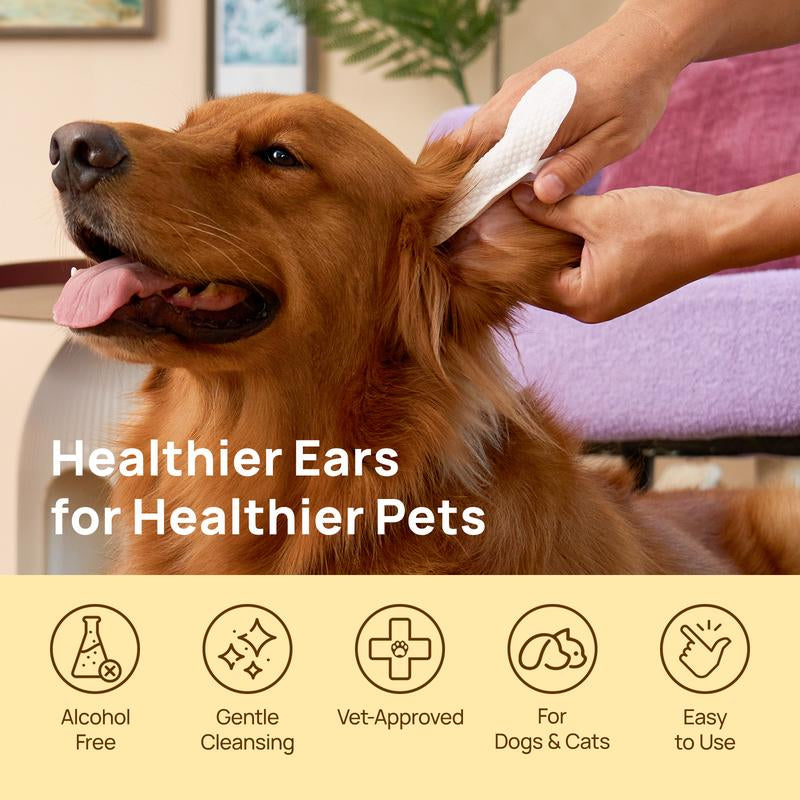 HICC PET Dog&Cat Dental Wipes | Vet Approved No-Rinse Teeth Cleaning for Dogs & Cats | Fight Plaque, Tartar & Bad Breath Easy Grip Finger Pads 3-In-1 Plaque Remover Grooming Cleaner No Brush Needed #Petlife