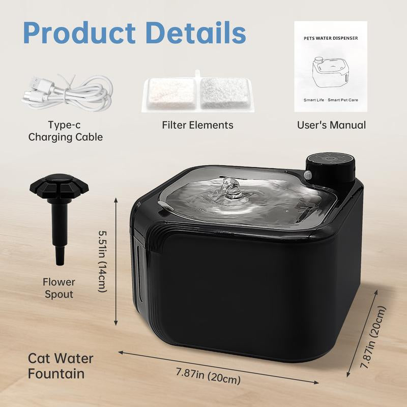LIVEKEY Aquanova Smartfountain 2.8L Wireless Pet Hydration Station with 8-Stage Filtration & Sleepmode Pump (Cat/Dog)