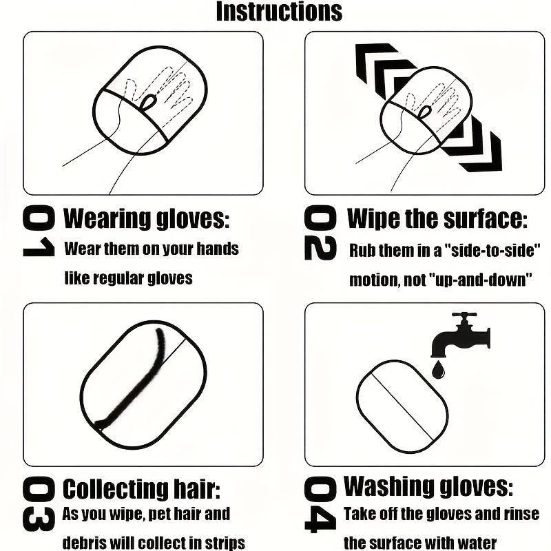 Gloves for Removing Pet Hair and Fluff - Featuring a Dual Brush Design, Specifically Designed for Cleaning Cat Hair, Reusable, Enhancing Comfort and Cleanliness in Your Home