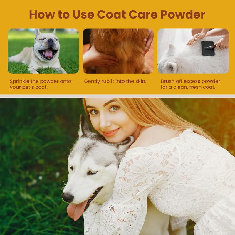Eqvin Dog Coat Care Powder | Waterless Dry Shampoo & Deodorizer - Anti-Itch Relief for Dogs with Dry, Itchy Skin - Made in USA