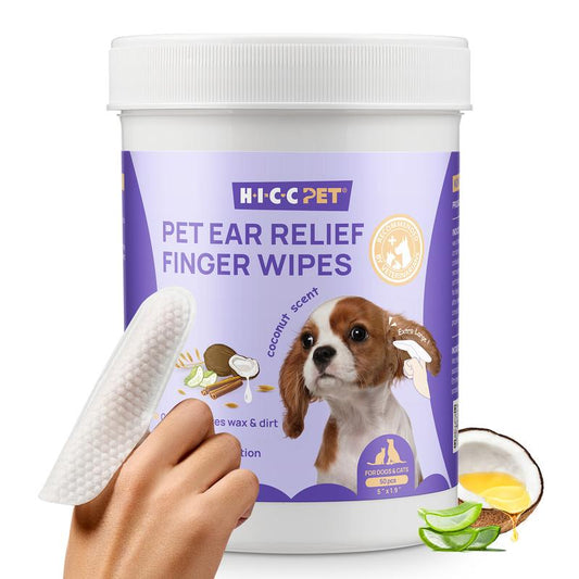 HICC PET Dog&Cat Dental Wipes | Vet Approved No-Rinse Teeth Cleaning for Dogs & Cats | Fight Plaque, Tartar & Bad Breath Easy Grip Finger Pads 3-In-1 Plaque Remover Grooming Cleaner No Brush Needed #Petlife