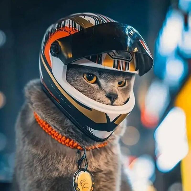 Pet Motorcycle Helmet - Cool Mini Safety Hat for Cats and Dogs - Fun, Protective, and Adjustable Headgear for Your Furry Friends