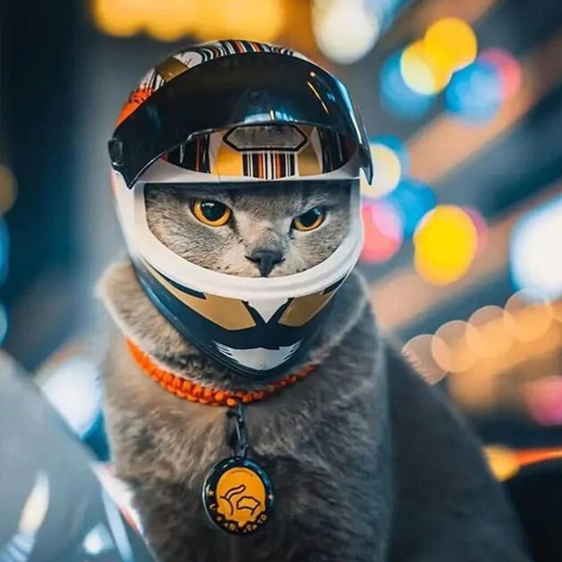 Pet Motorcycle Helmet - Cool Mini Safety Hat for Cats and Dogs - Fun, Protective, and Adjustable Headgear for Your Furry Friends