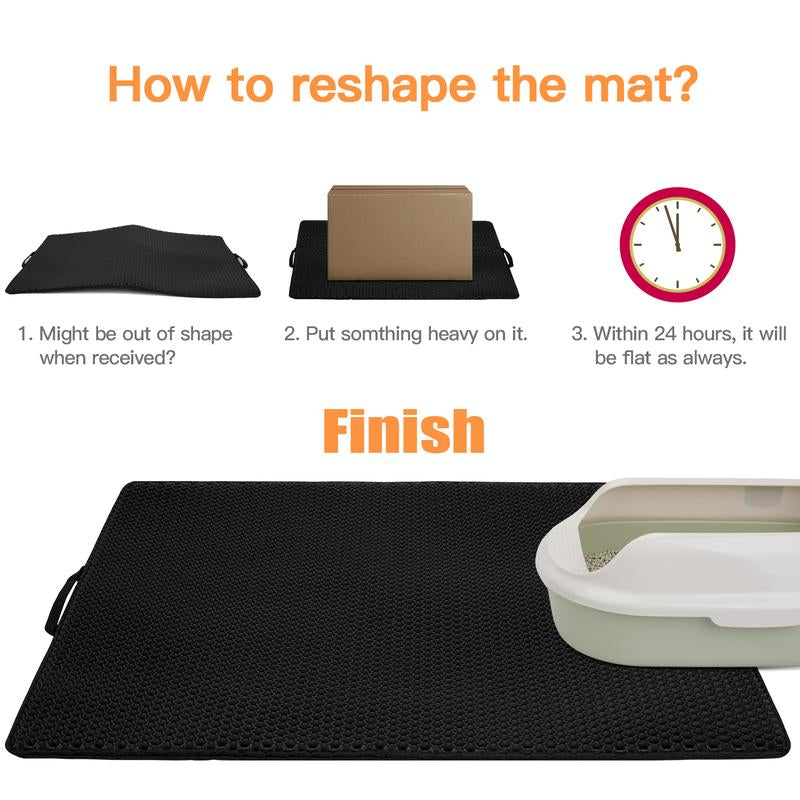 Conlun Cat Litter Mat Honeycomb Double Layer Design Trapping Mat for Urine Water Proof Scatter Control Less Waste Washable Pet Supplies Tray