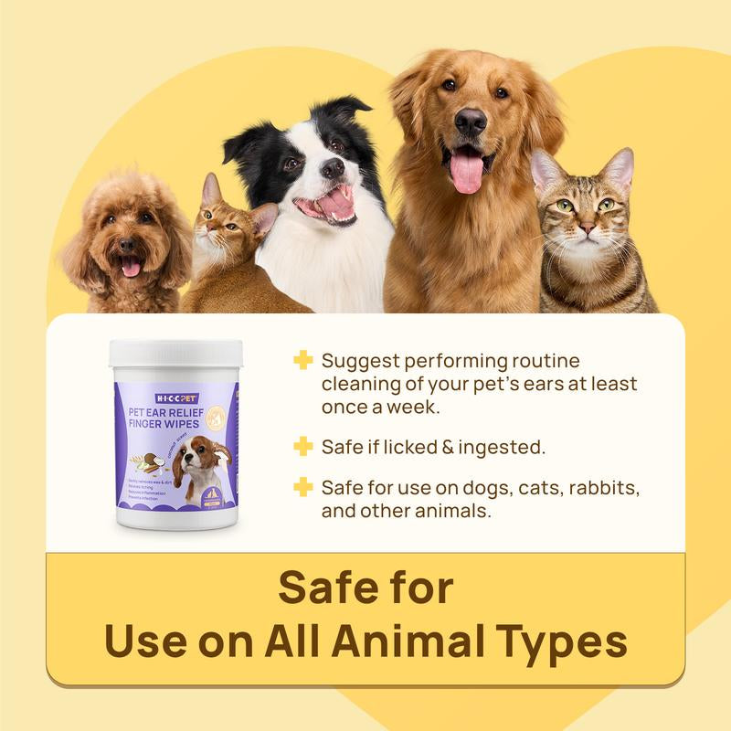 HICC PET Dog&Cat Dental Wipes | Vet Approved No-Rinse Teeth Cleaning for Dogs & Cats | Fight Plaque, Tartar & Bad Breath Easy Grip Finger Pads 3-In-1 Plaque Remover Grooming Cleaner No Brush Needed #Petlife