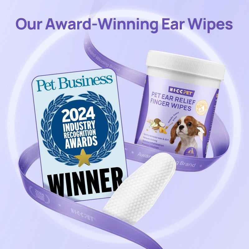HICC PET Dog&Cat Dental Wipes | Vet Approved No-Rinse Teeth Cleaning for Dogs & Cats | Fight Plaque, Tartar & Bad Breath Easy Grip Finger Pads 3-In-1 Plaque Remover Grooming Cleaner No Brush Needed #Petlife