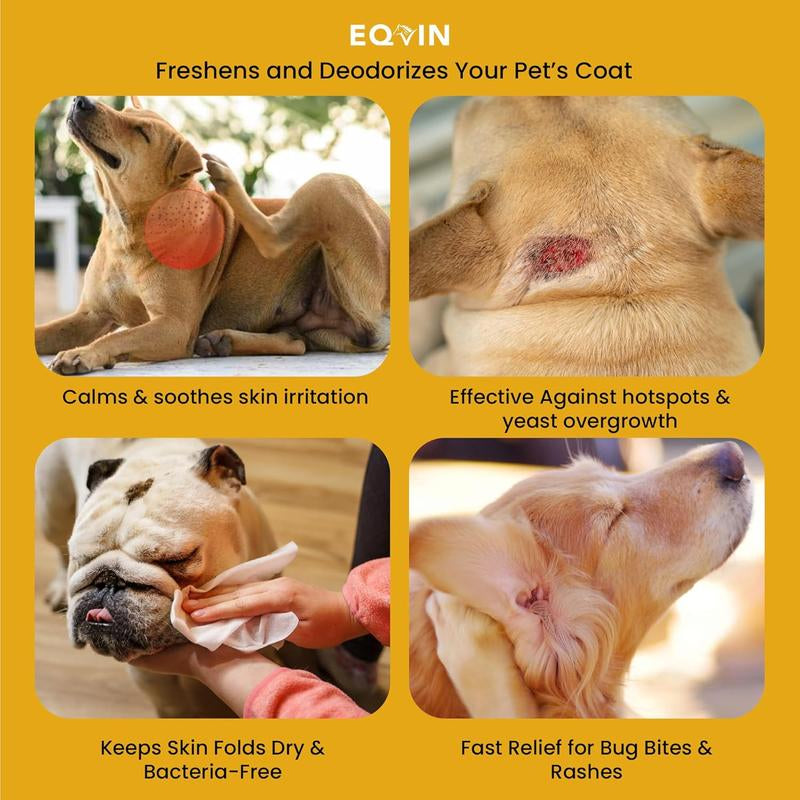 Eqvin Dog Coat Care Powder | Waterless Dry Shampoo & Deodorizer - Anti-Itch Relief for Dogs with Dry, Itchy Skin - Made in USA