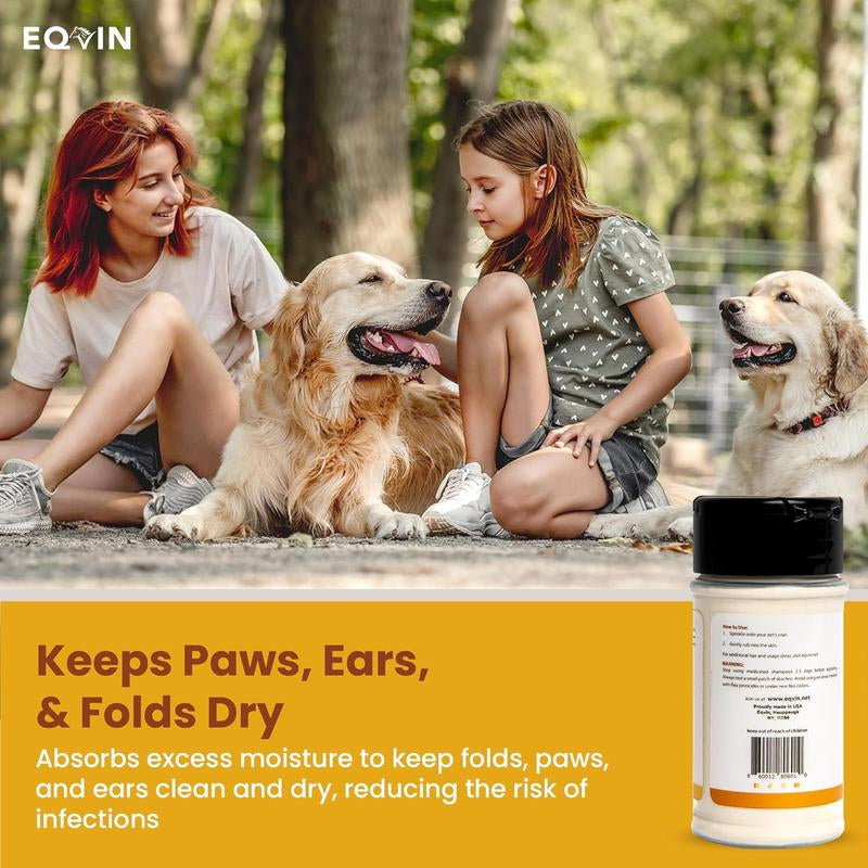 Eqvin Dog Coat Care Powder | Waterless Dry Shampoo & Deodorizer - Anti-Itch Relief for Dogs with Dry, Itchy Skin - Made in USA