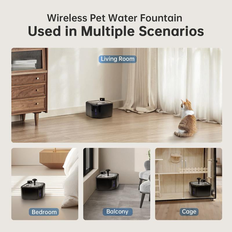 LIVEKEY Aquanova Smartfountain 2.8L Wireless Pet Hydration Station with 8-Stage Filtration & Sleepmode Pump (Cat/Dog)