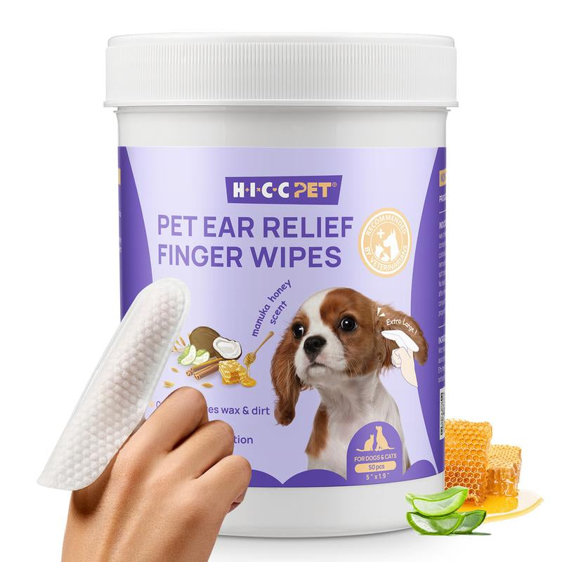 HICC PET Dog&Cat Dental Wipes | Vet Approved No-Rinse Teeth Cleaning for Dogs & Cats | Fight Plaque, Tartar & Bad Breath Easy Grip Finger Pads 3-In-1 Plaque Remover Grooming Cleaner No Brush Needed #Petlife