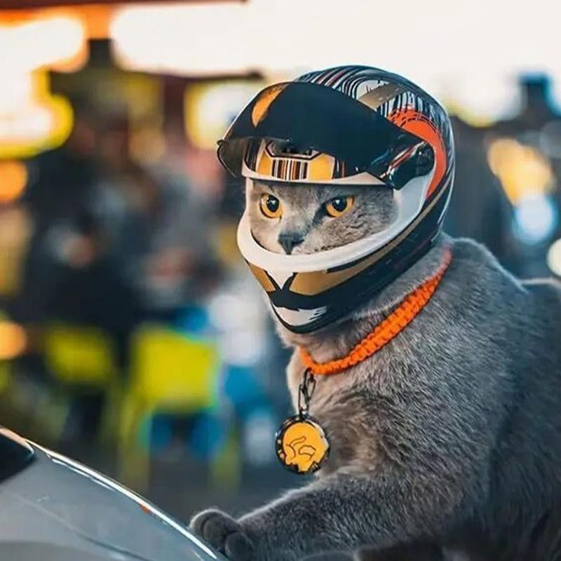 Pet Motorcycle Helmet - Cool Mini Safety Hat for Cats and Dogs - Fun, Protective, and Adjustable Headgear for Your Furry Friends
