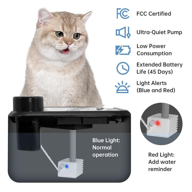 LIVEKEY Aquanova Smartfountain 2.8L Wireless Pet Hydration Station with 8-Stage Filtration & Sleepmode Pump (Cat/Dog)