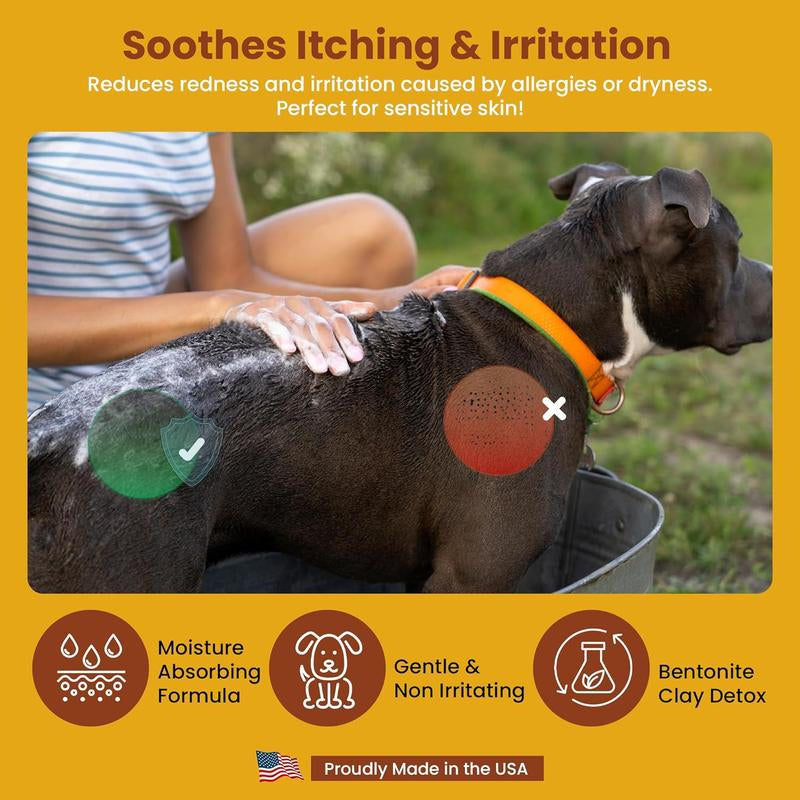 Eqvin Dog Coat Care Powder | Waterless Dry Shampoo & Deodorizer - Anti-Itch Relief for Dogs with Dry, Itchy Skin - Made in USA
