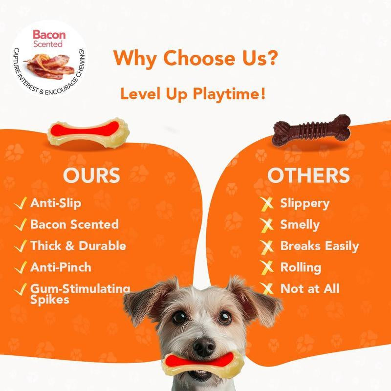 Rethink Pet Medium Dental Bone Chew Toy, Bacon Scented for Dog Stimulation - Medium, Durable Nylon, Safe and Non-Toxic, for All Dogs