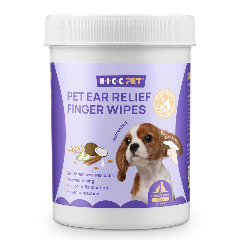 HICC PET Dog&Cat Dental Wipes | Vet Approved No-Rinse Teeth Cleaning for Dogs & Cats | Fight Plaque, Tartar & Bad Breath Easy Grip Finger Pads 3-In-1 Plaque Remover Grooming Cleaner No Brush Needed #Petlife