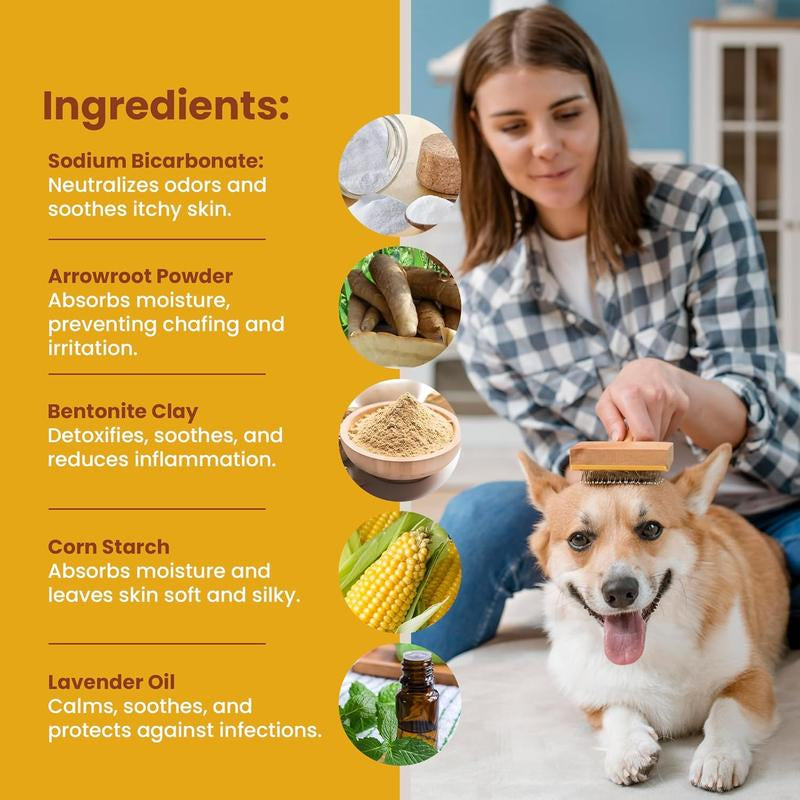 Eqvin Dog Coat Care Powder | Waterless Dry Shampoo & Deodorizer - Anti-Itch Relief for Dogs with Dry, Itchy Skin - Made in USA