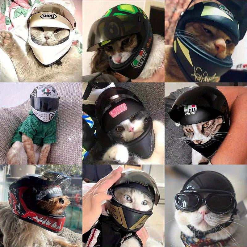 Pet Motorcycle Helmet - Cool Mini Safety Hat for Cats and Dogs - Fun, Protective, and Adjustable Headgear for Your Furry Friends